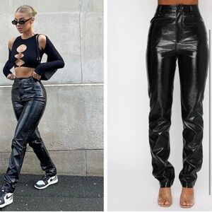 White Fox Vegan Faux Leather High Rise I’m The Only One Pants Size M Black